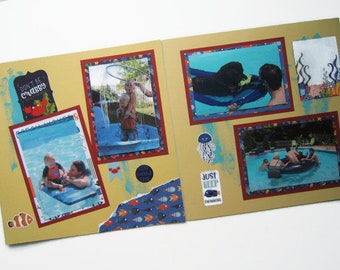 Premade Summer Pages - Summer Scrapbook Pages - Vacation Scrapbook Layouts