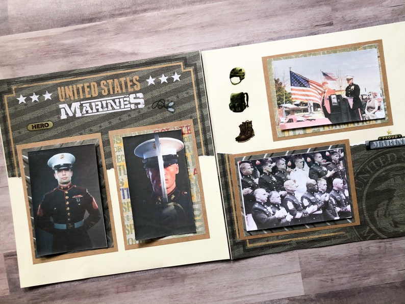 Marines Scrapbook Pages Marine Corps Layout Military Pages Etsy