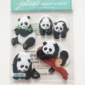 Enfeites de panda - Adesivos de urso panda - Suprimentos para scrapbooking - Suprimentos para fazer cartões de panda - Enfeites de scrapbooking