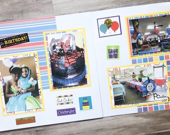 Birthday Scrapbook Pages - Birthday Scrapbook Layouts - Premade Birthday Pages - Premade Birthday Layouts - Boy or Girl Birthday Pages