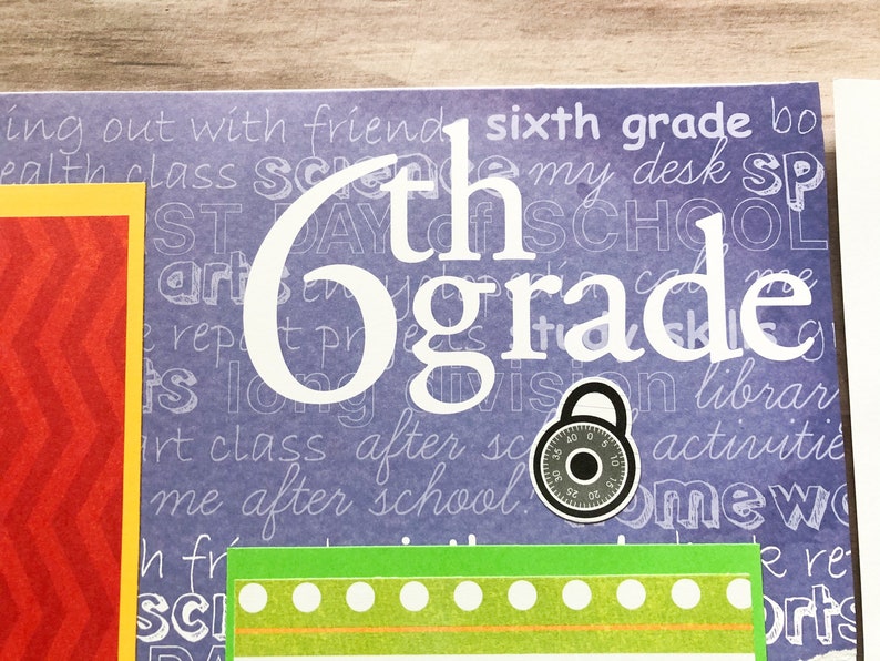 Sixth Grade Scrapbook Pages Back to School Pages Premade Sixth Grade Layouts Sixth Grade Scrapbook Layouts Back to School Layout image 5