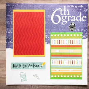 Sixth Grade Scrapbook Pages Back to School Pages Premade Sixth Grade Layouts Sixth Grade Scrapbook Layouts Back to School Layout image 8
