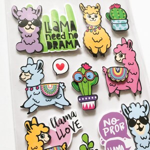 Stickers lama's - benodigdheden voor scrapbooking - lamaversieringen - benodigdheden voor het maken van lamakaarten - versieringen voor scrapbooking - dierenstickers