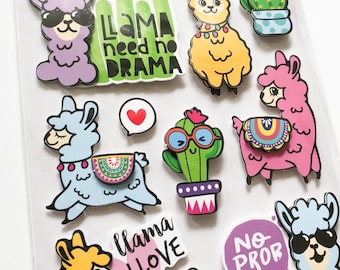Llama Stickers - Scrapbooking Supplies - Llama Embellishments - Llama Card Making Supplies - Scrapbooking Embellishments - Animal Stickers