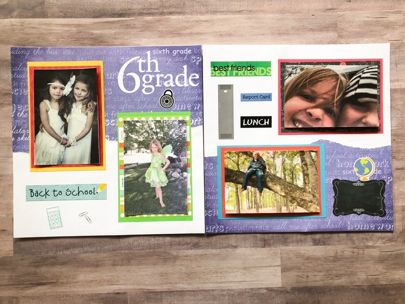 Sixth Grade Scrapbook Pages Back to School Pages Premade Sixth Grade Layouts Sixth Grade Scrapbook Layouts Back to School Layout image 2