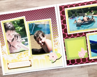 Beach Scrapbook Layouts - Premade Summer Pages - Vacation Scrapbook ...