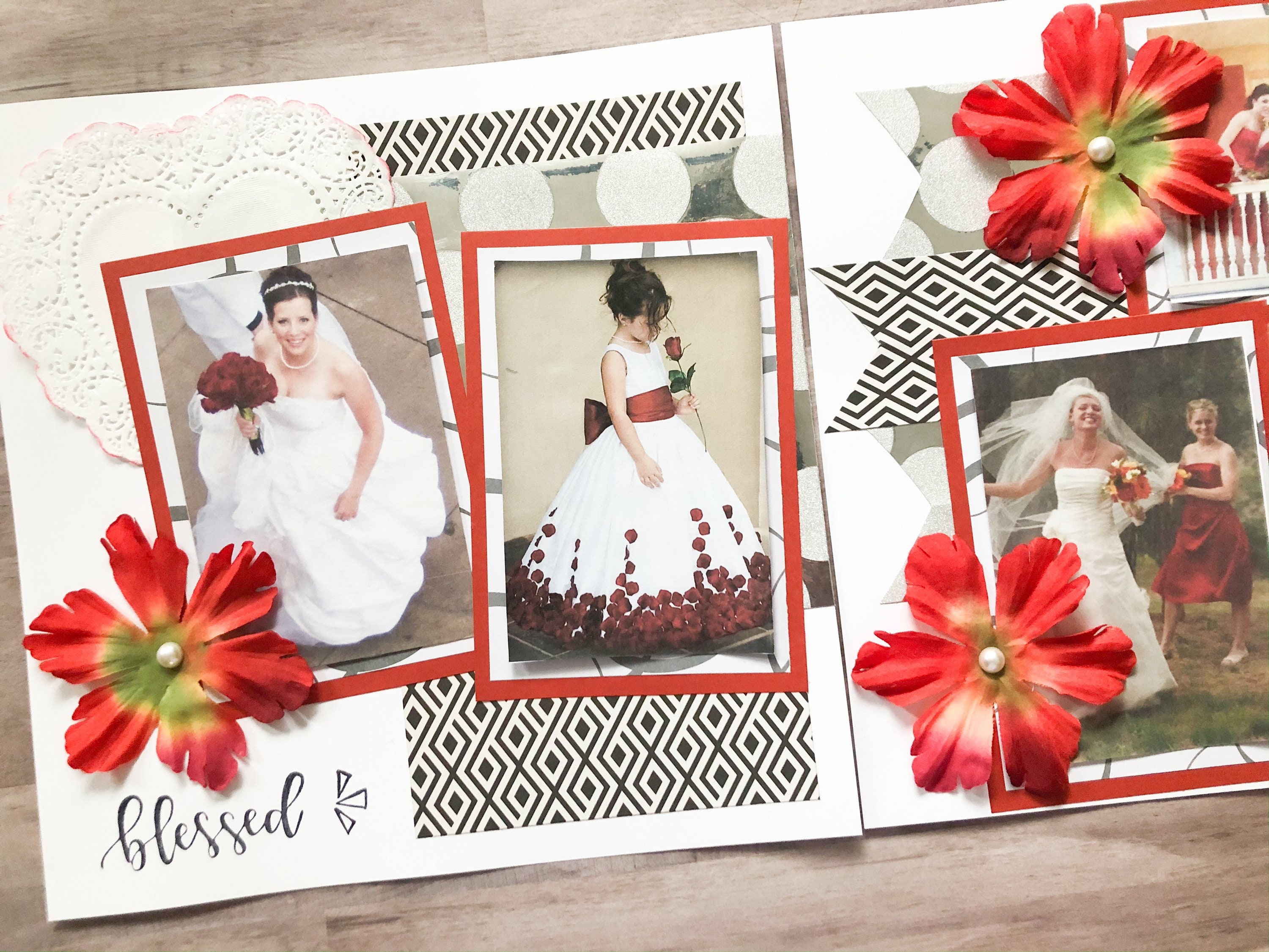 Premade Maroon Wedding Scrapbook Pages, Maroon Wedding Pages, Wedding  Layouts
