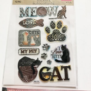 Katzen Aufkleber - Scrapbooking Zubehör - Katzenverzierungen - Zubehör zur Kartenherstellung - Scrapbooking Verzierungen - Tier Aufkleber