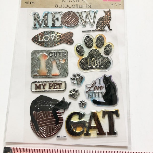 Cat Stickers - Scrapbooking Supplies - Cat Embellishments - Cat Card Making Supplies - Scrapbooking Embellishments - Animal Stickers