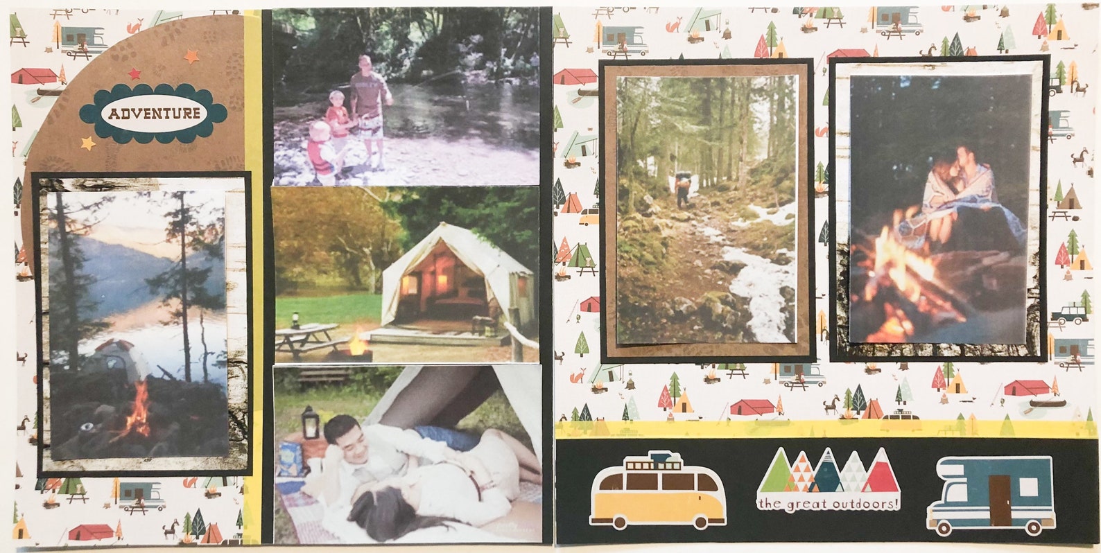 Camping Scrapbook Layouts 12 by 12 Camping Scrapbook Pages Etsy
