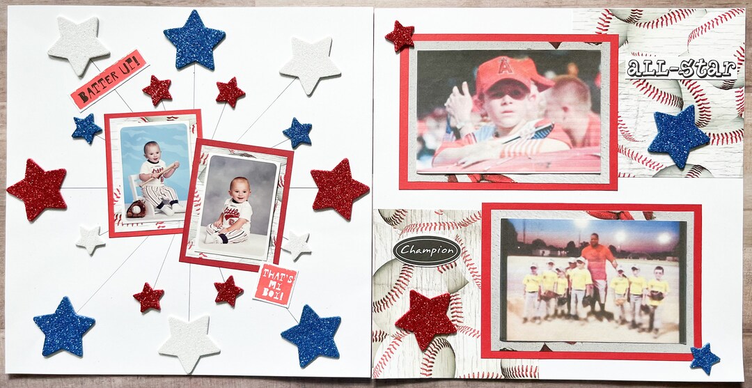 Baseball Scrapbook Pages - Premade Baseball Layouts - 12 by 12 Premade ...