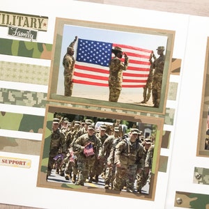 Páginas de álbum de recortes do exército - Layout pré-fabricado do exército - Páginas militares - 12 por 12 páginas do exército
