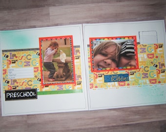 Preschool Scrapbook Pages - Back to School Pages - Premade Preschool Layouts