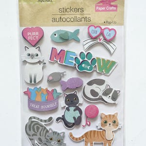 Cat Stickers - Scrapbooking Supplies - Cat Embellishments - Cat Card Making Supplies - Scrapbooking Embellishments - Animal Stickers