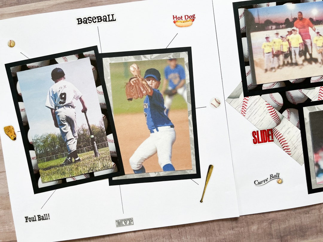 12 by 12 Premade Baseball Pages- Baseball Scrapbook Layout - Premade ...