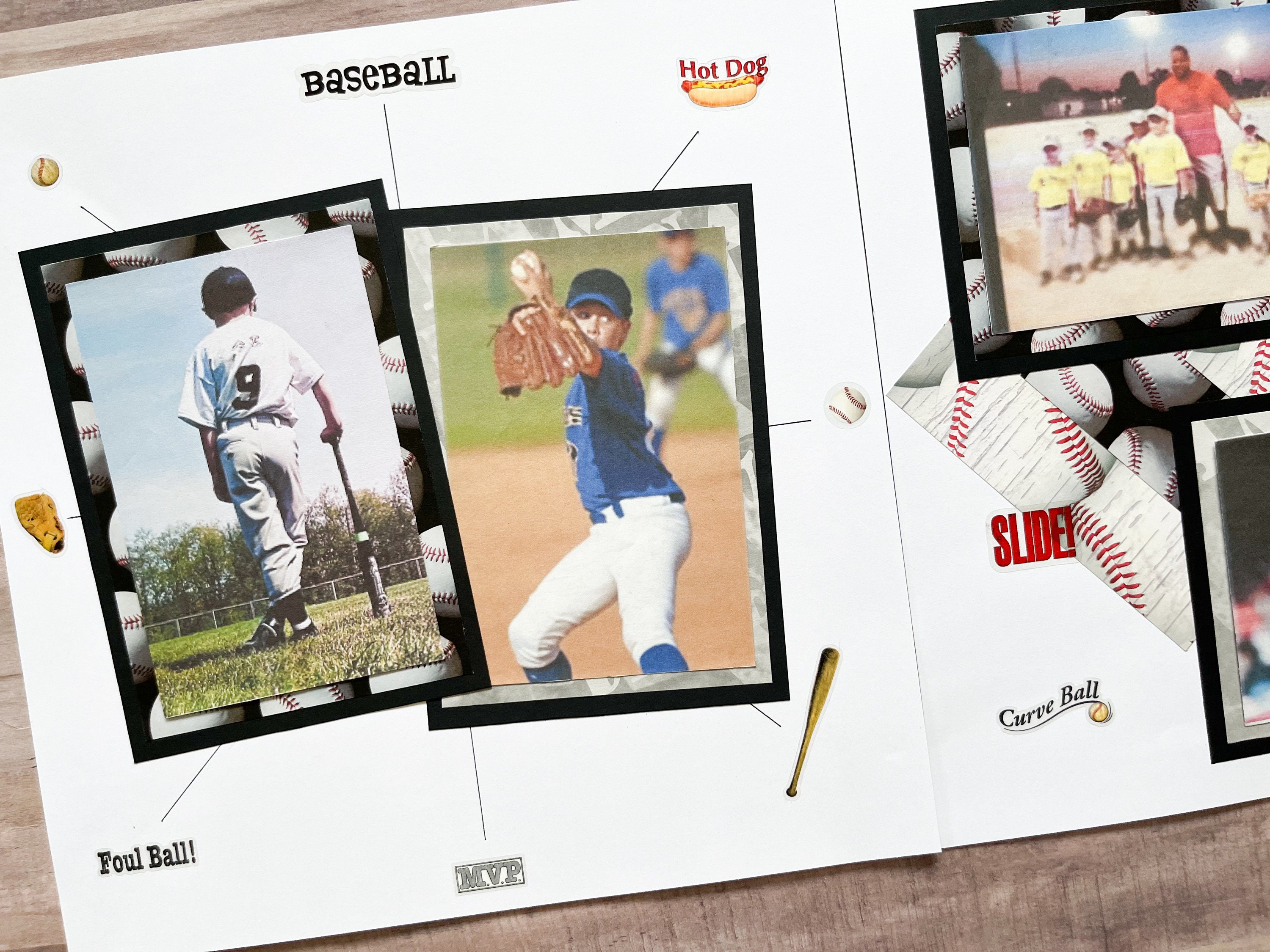 12 by 12 Premade Baseball Pages- Baseball Scrapbook Layout - Premade ...