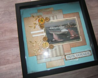 Cruise Layout - Summer Shadow Box Layout - Travel Gift - 12 by 12 Travel Layouts, Premade Vacation Pages - Shadow Box