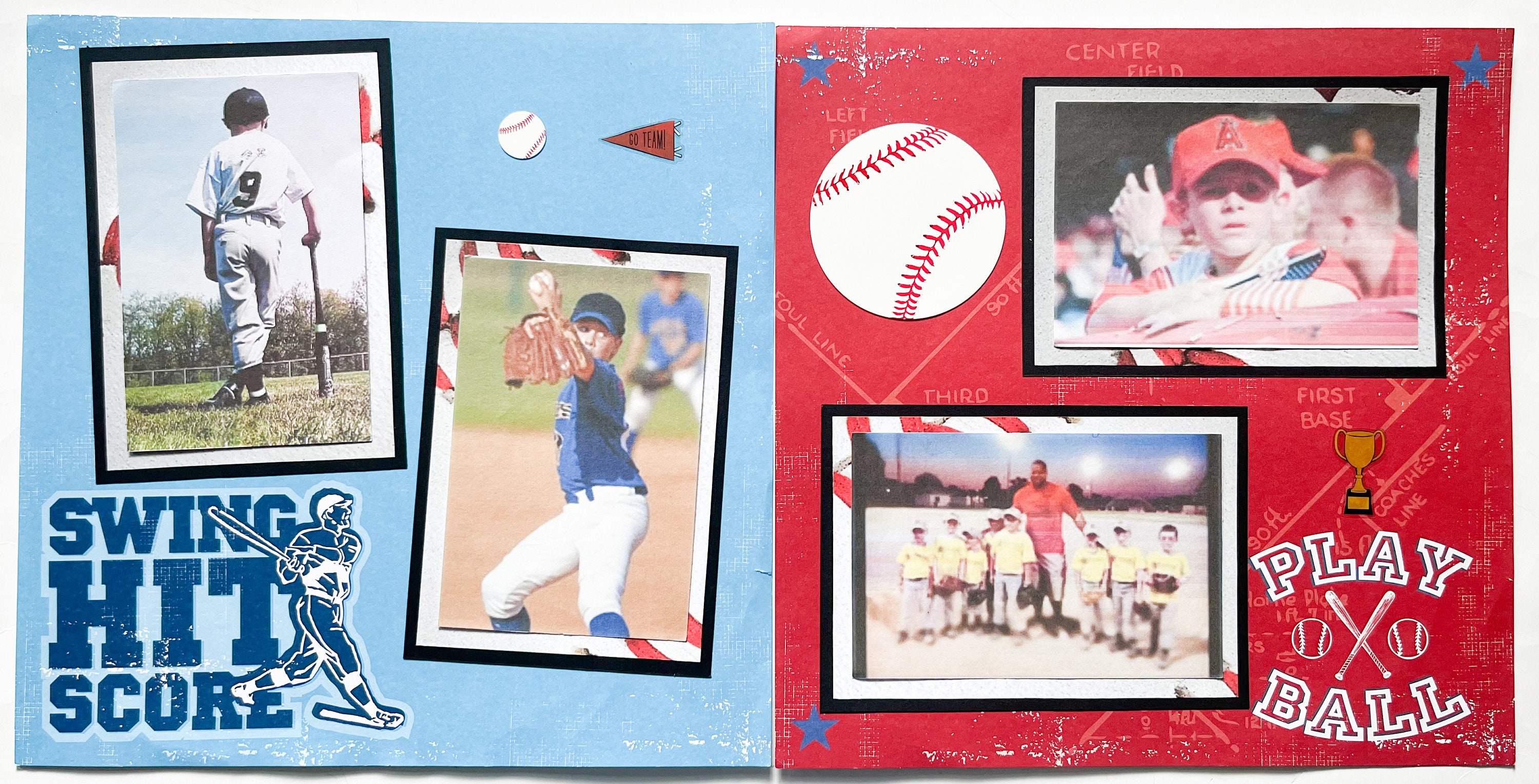 Baseball Scrapbook Pages - Premade Baseball Layouts - 12 by 12 Premade ...