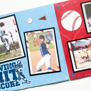 Baseball Scrapbook Pages - Premade Baseball Layouts - 12 by 12 Premade Baseball Pages - Baseball Scrapbook Layouts - Sports Pages - Baseball
