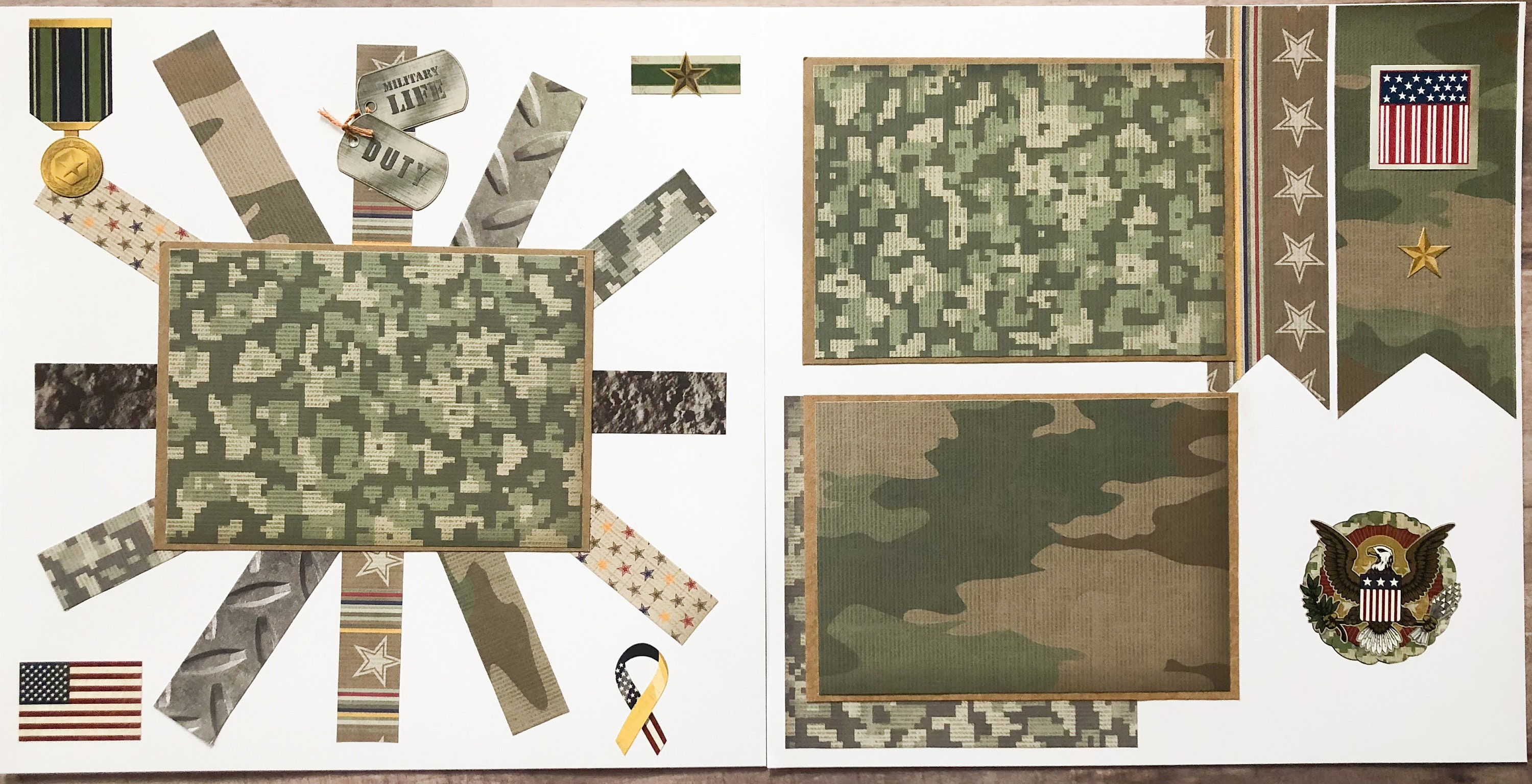 Army Scrapbook Pages - Premade Army Layout - Military Pages - 12 by 12 ...