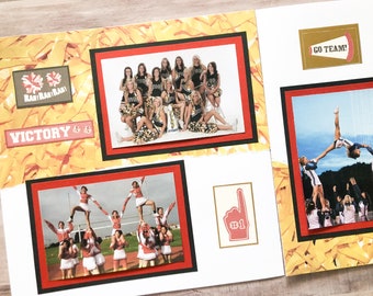 Cheerleading Scrapbook Layout - Premade Cheer Layouts - 12 by 12 Premade Cheerleading Pages