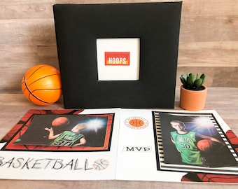 Álbum de fotos de baloncesto - Regalo de entrenador de baloncesto - Álbum de recortes de baloncesto - Álbum de recortes de baloncesto prefabricado - Álbum de baloncesto 8 por 8