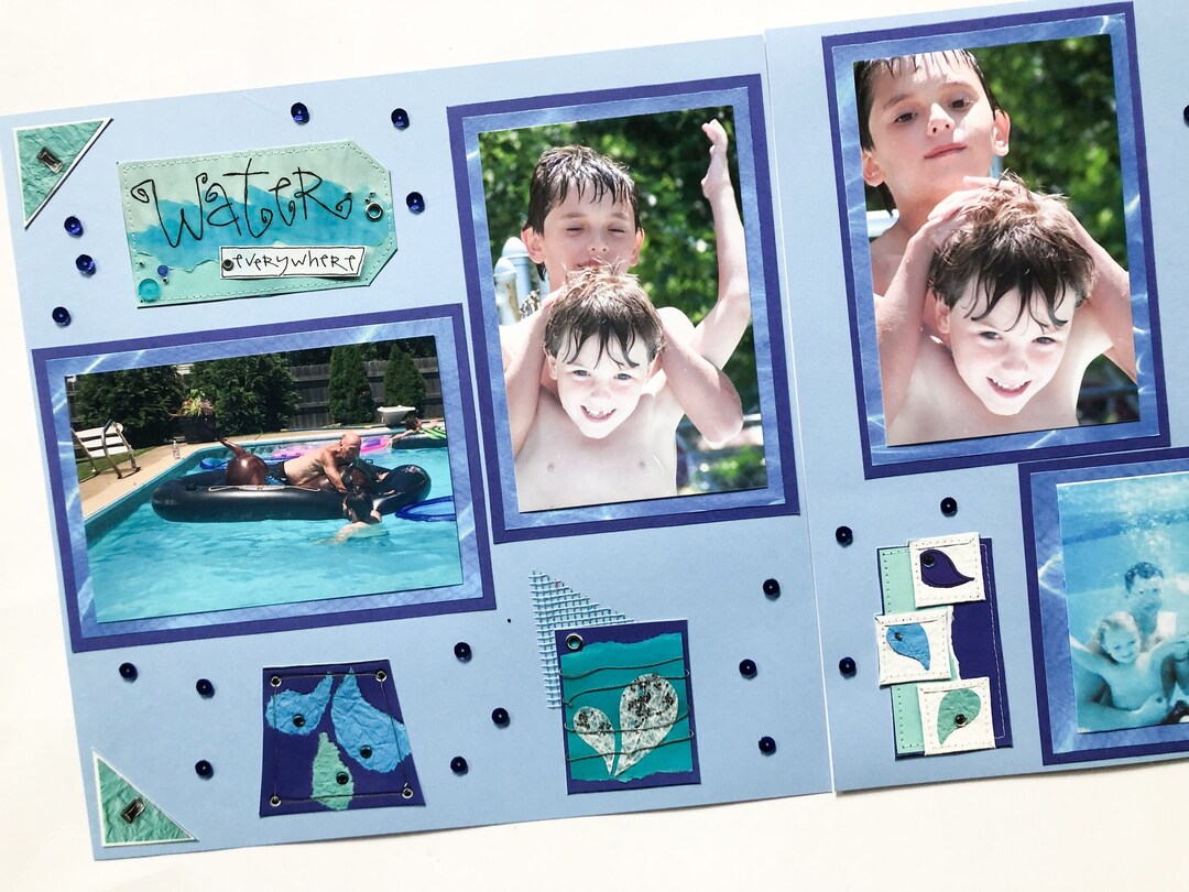 Swimming Scrapbook Layouts 12 by 12 Pool Scrapbook Pages Premade Summer