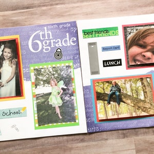 Sixth Grade Scrapbook Pages Back to School Pages Premade Sixth Grade Layouts Sixth Grade Scrapbook Layouts Back to School Layout image 1