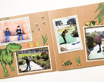Boy Scrapbook Layout - All Boy Scrapbook Pages - Dinosaur Premade Scrapbook Pages - 12 by 12 Boy Pages - Boy Pages - Dinosaur Layouts