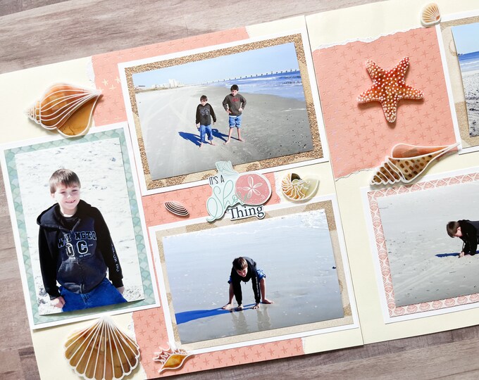 Beach Scrapbook Layouts - Premade Summer Pages - Vacation Scrapbook ...