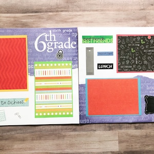 Sixth Grade Scrapbook Pages Back to School Pages Premade Sixth Grade Layouts Sixth Grade Scrapbook Layouts Back to School Layout image 3