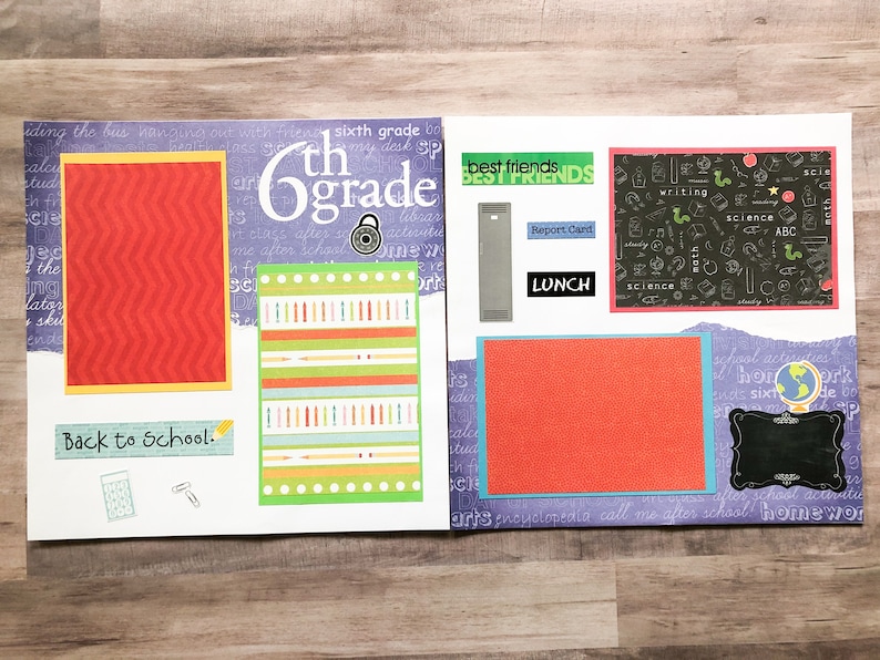 Sixth Grade Scrapbook Pages Back to School Pages Premade Sixth Grade Layouts Sixth Grade Scrapbook Layouts Back to School Layout image 3