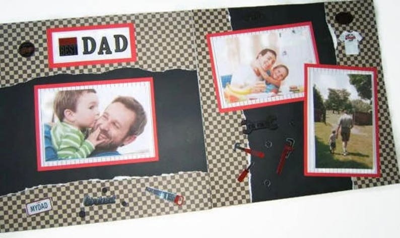 Dad scrapbook pages Premade Dad Scrapbook Pages Dad Scrapbook Layouts Premade Dad Scrapbook Layouts Father's Day Scrapbook Pages image 1