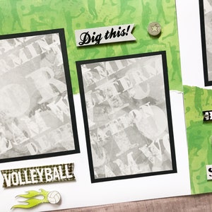 Páginas de álbum de recortes de voleibol prefabricadas - Páginas de voleibol - Diseños de voleibol prefabricados - Páginas de voleibol - Diseños de álbum de recortes de voleibol prefabricados