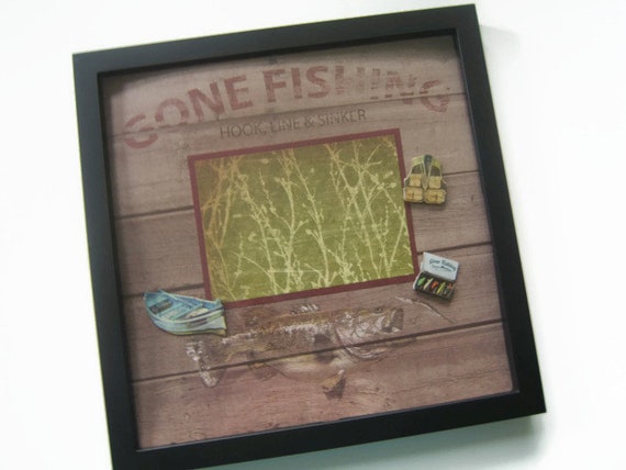 Fishing Shadow Box Father's Day Gift Dad Fishing Frame Father Birthday Gift  Dad Gift Fishing Scrapbook Page Fishing Photo Frame 