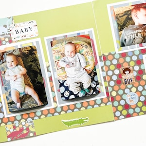 Baby Boy Scrapbook Pages - Baby Boy Scrapbook Layout - Baby Boy Pages - 12 by 12 Baby Boy Layouts - Premade Baby Boy Pages
