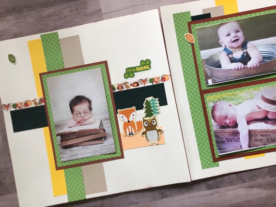 Baby Scrapbook Pages Woodland Baby Scrapbook Pages Baby Girl Scrapbook  Pages Neutral Baby Scrapbook Pages Baby Boy Layouts 