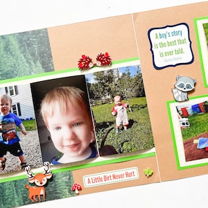Boy Scrapbook Layout - Outdoor Pages - 12 by 12 Boy Layouts - Premade Boy Pages - Boy Pages - Outdoor Scrapbook Pages