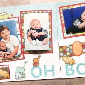 Baby Boy Scrapbook Pages - Baby Boy Scrapbook Layout - Baby Boy Pages - 12 by 12 Baby Boy Layouts - Premade Baby Boy Pages