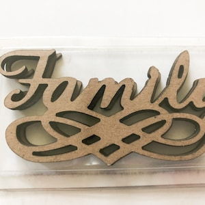 Family Chipboard Accent - Scrapbooking Supplies - Word Embellishments - Card Making Supplies - Scrapbooking Embellishments