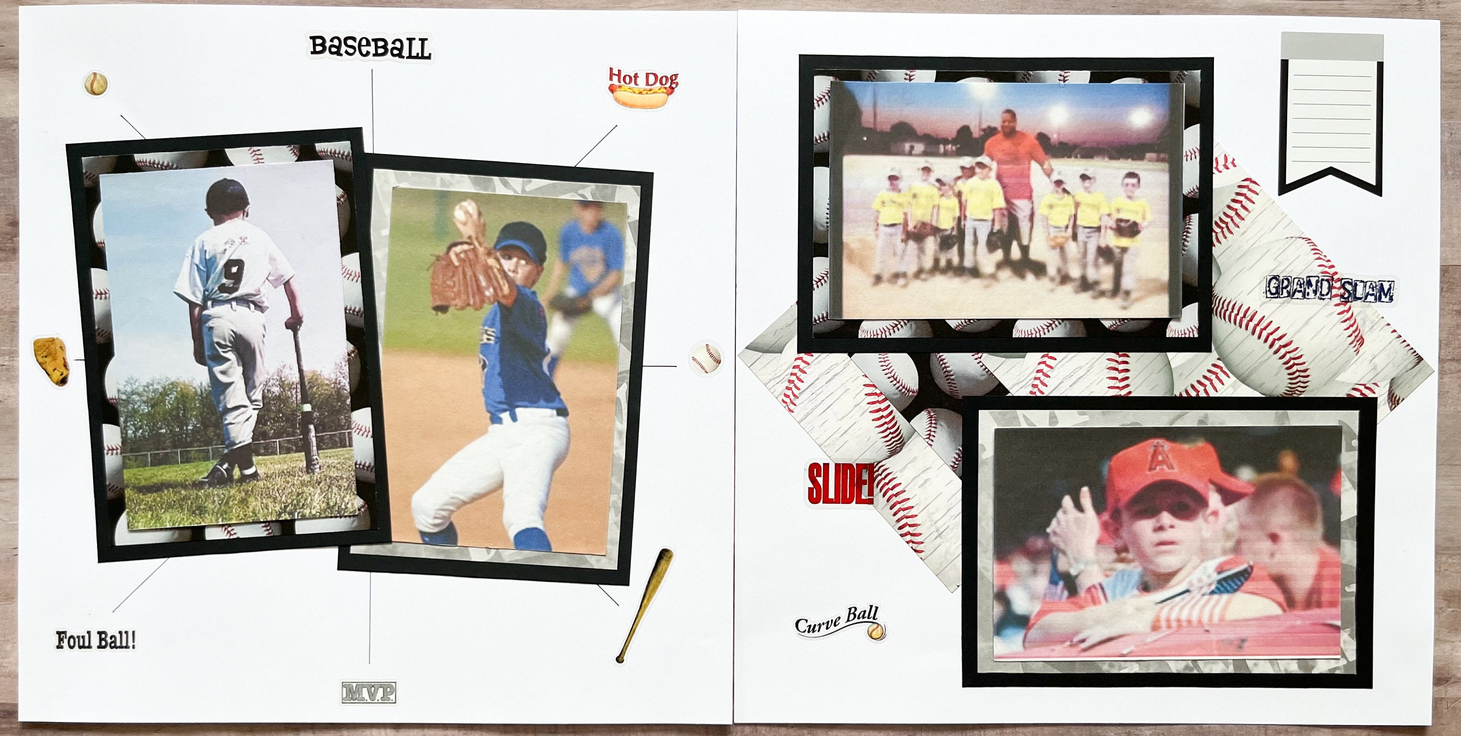 12 by 12 Premade Baseball Pages- Baseball Scrapbook Layout - Premade ...