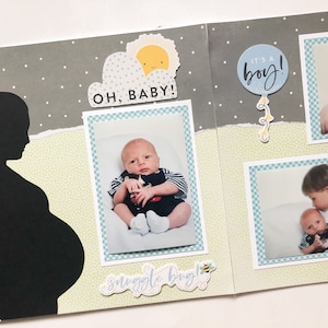 Baby Boy Layouts - Baby Boy Scrapbook Pages - Baby Boy Scrapbook Layouts - 12 by 12 Baby Boy Layouts - Premade Baby Boy Pages - Baby Boy