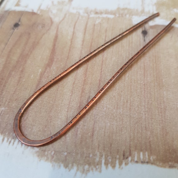 Textured Copper Bun Pin Hair Fork Metal Hair Pin Bun Etsy
