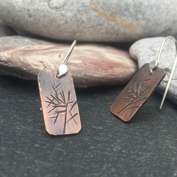 Artisan Copper Earrings, Winter Tree Design Dangle Earrings, Handmade Copper Jewellery, Sterling Silver Hooks, Copper Gifts for Women,UK
