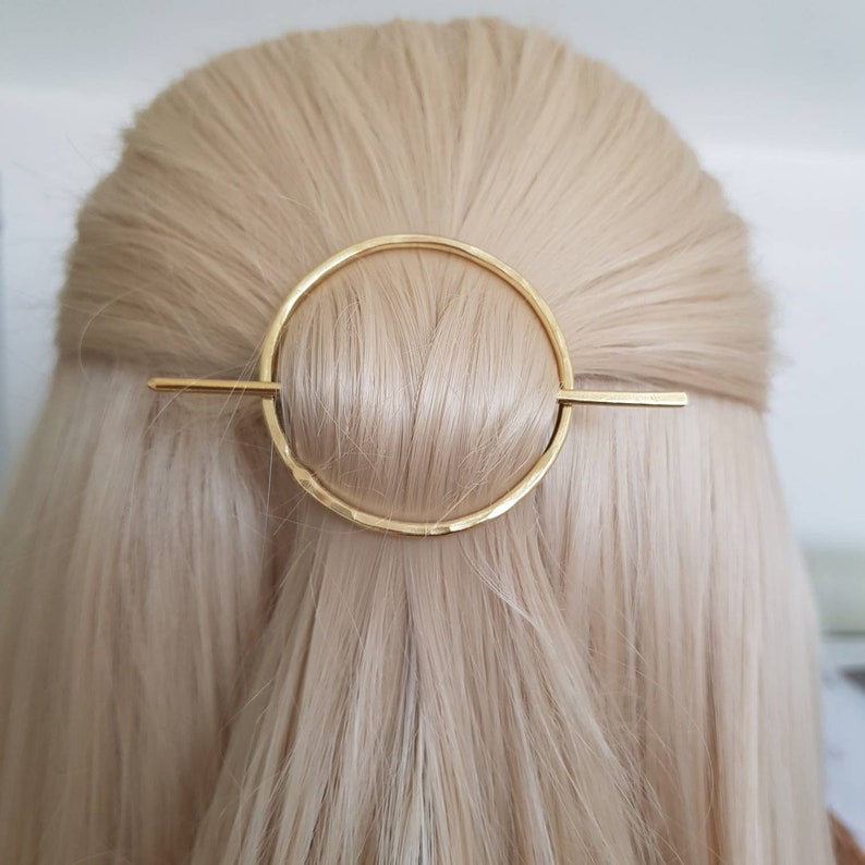 Brass Circle Hair Pin Hoop Scarf Pin Medium Size Hair Etsy
