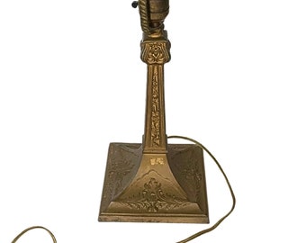 Antique Art deco cast iron lamp, art deco gold tone table lamp