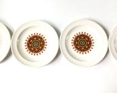 Vintage plates vintage dinnerware set dessert plates set H. Aynsley England orange retro dinnerware mandala patterns ceramic plate hippie