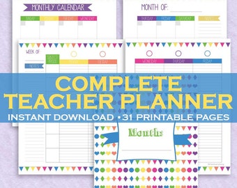 teacher planner printable etsy