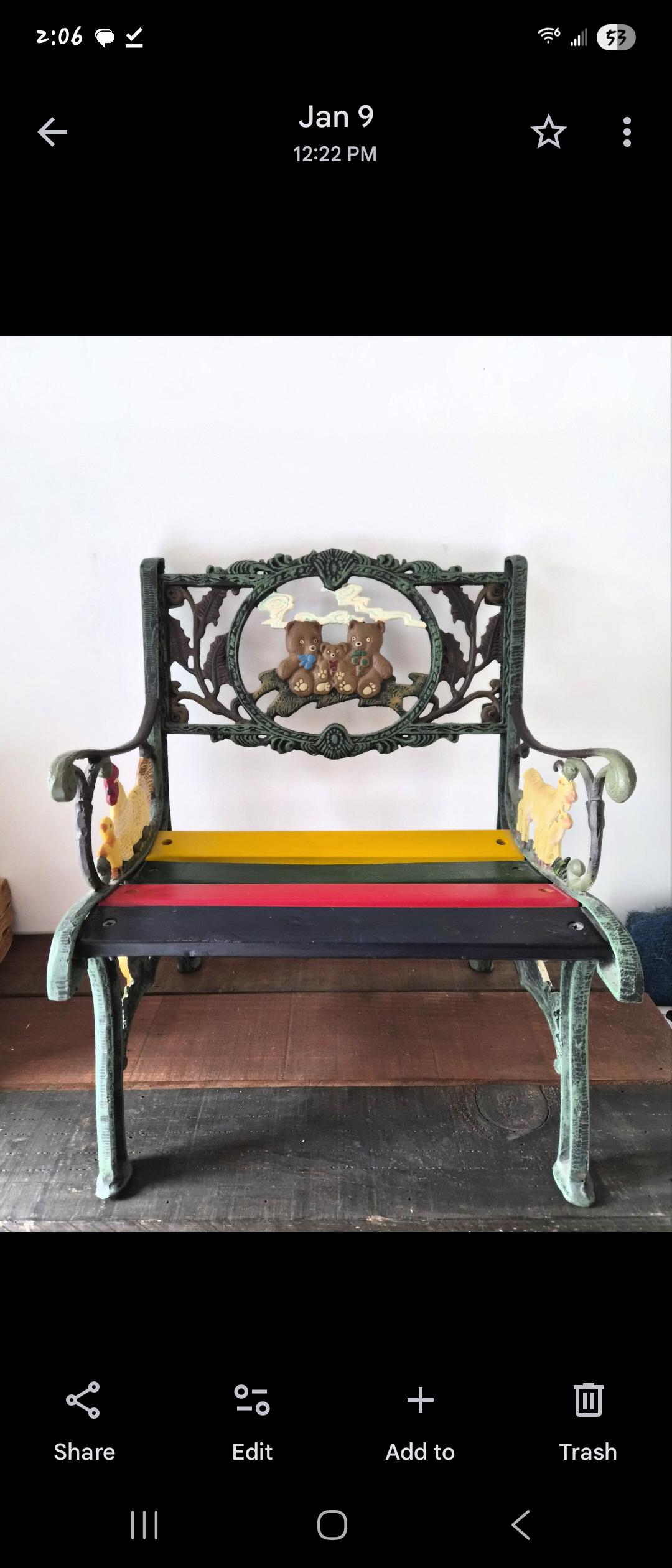 Child's Cast Iron Chair Bench - Local Pickup Only
