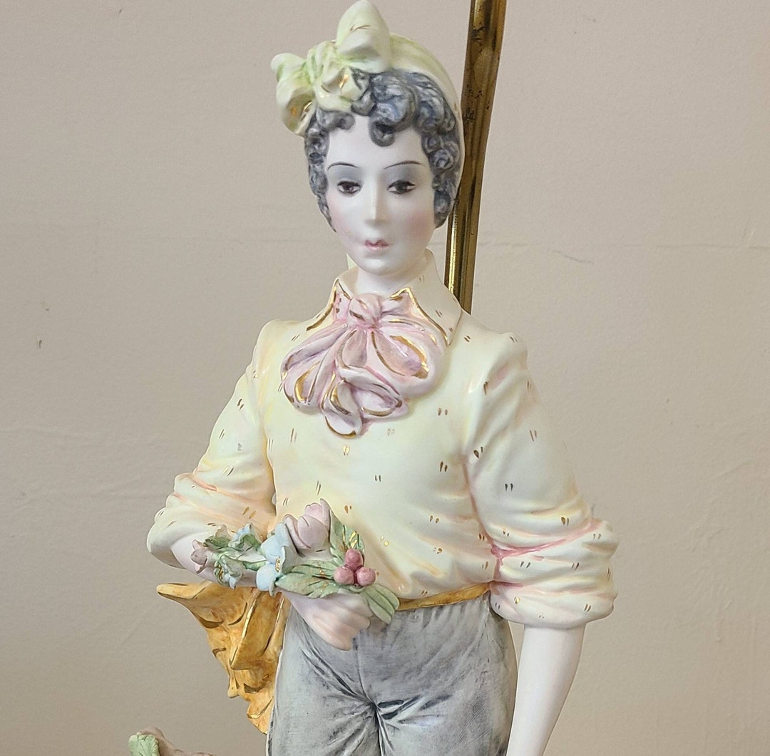 Italian Porcelain Male Figurine Lamp Etsy